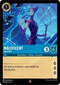 Disney Lorcana Single - First Chapter - Maleficent, Uninvited - FOIL Rare/151 Lightly Played
