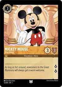 Disney Lorcana Single - First Chapter - Mickey Mouse, True Friend - FOIL Uncommon/012 Lightly Played