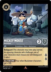 Disney Lorcana Single - First Chapter - Mickey Mouse - Musketeer - Rare/186 Lightly Played