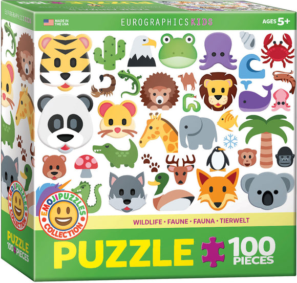 EuroGraphics Emojipuzzle-Wild Animals 100-Piece Puzzle