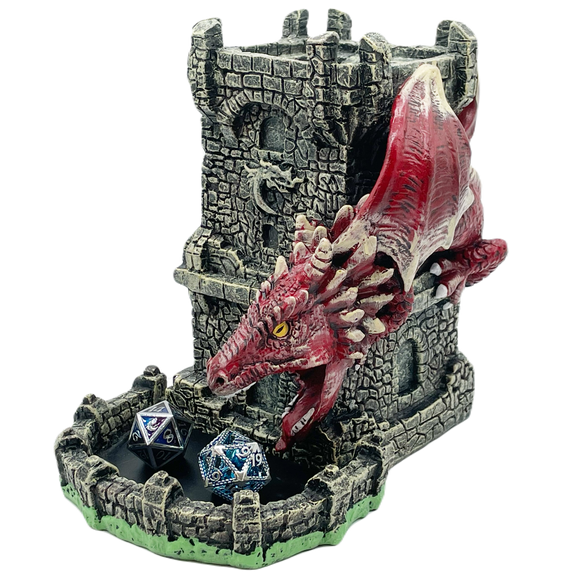 Old School Dice: Dragon's Fury Dice Tower - Red Dragon