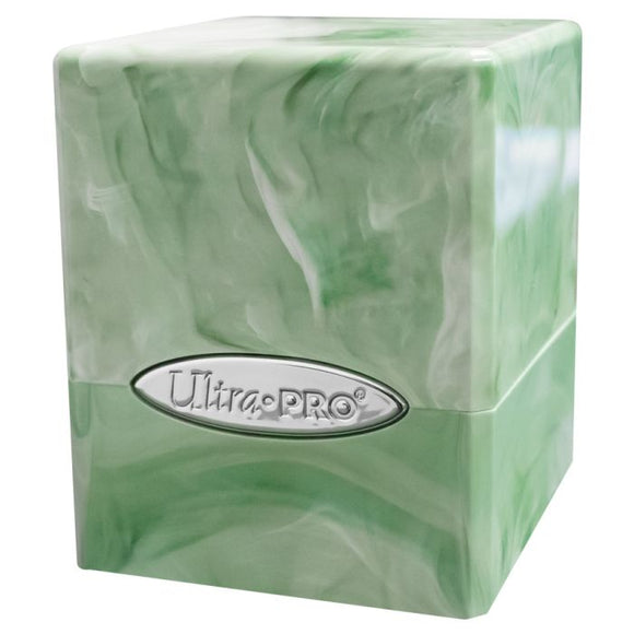 Deck Box: Satin Cube: Marble: Lime Green/White