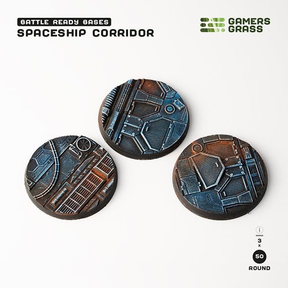 Battle Ready Bases: Spaceship Corridor- Round 50mm (x3)- Round 50mm (x3)