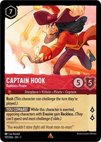 Disney Lorcana Single - First Chapter - Captain Hook, Ruthless Pirate - Rare/107 Lightly Played