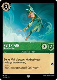 Disney Lorcana Single - First Chapter - Peter Pan, Never Landing - FOIL Common/091 Lightly Played