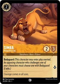 Disney Lorcana Single - First Chapter - Simba, Protective Cub - Common/020 Lightly Played