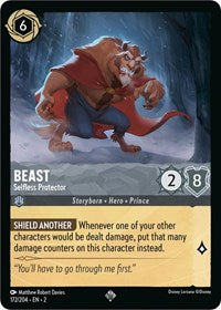 Disney Lorcana Single - Rise of The Floodborn - Beast - Selfless Protector - FOIL Super Rare/172 Lightly Played