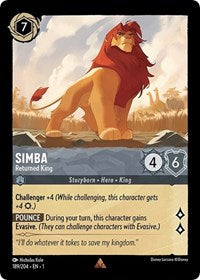Disney Lorcana Single - First Chapter - Simba, Returned King - Rare/189 Lightly Played