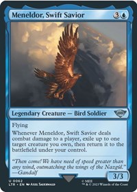 Magic: The Gathering Single - Universes Beyond: The Lord of the Rings: Tales of Middle-earth - Meneldor, Swift Savior (Foil) - Uncommon/0062 - Lightly Played
