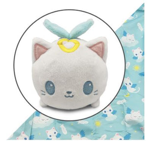 Plushie Tote Bag: Light Blue Angel Cats Tote Bag + White Angel Cat Plushie