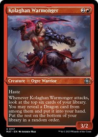 Magic: The Gathering Single - March of the Machine: The Aftermath - Kolaghan Warmonger (Foil Etched) - Uncommon/0117 - Lightly Played