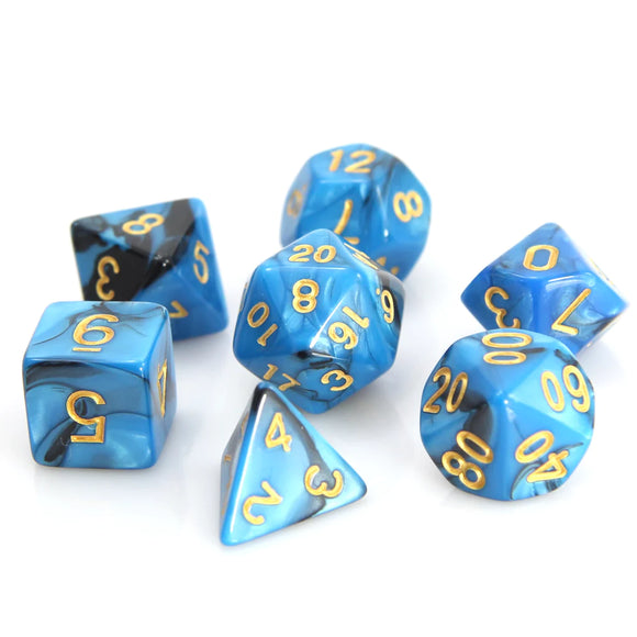 7pc RPG Set - Blue and Black Marble