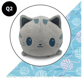 Plushie Tote Bag: Light Blue Knitting Tote Bag + Light Gray Cat Plushie