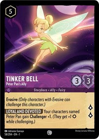 Disney Lorcana Single - First Chapter - Tinker Bell, Peter Pan's Ally - FOIL Common/194 Lightly Played