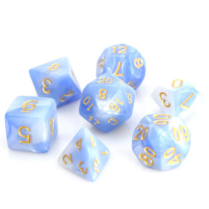 7pc RPG Set - Blue and White Marble