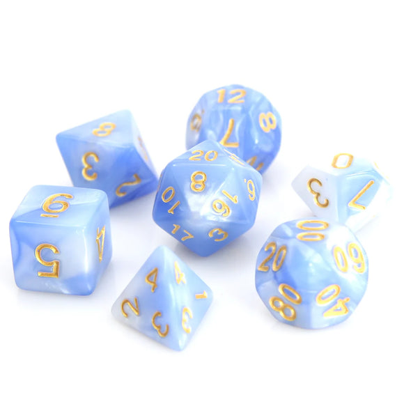 7pc RPG Set - Blue and White Marble