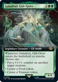 Magic: The Gathering Single - Universes Beyond: The Lord of the Rings: Tales of Middle-earth - Galadriel, Gift-Giver (Extended Art) - Rare/0393 - Lightly Played