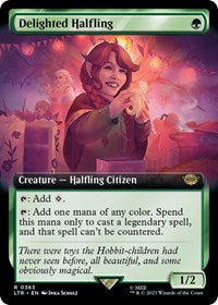 Magic: The Gathering Single - Universes Beyond: The Lord of the Rings: Tales of Middle-earth - Delighted Halfling (Extended Art) - Rare/0363 - Lightly Played