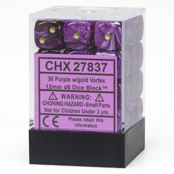 Vortex: 12mm D6 Purple/Gold/Black (36) 27837