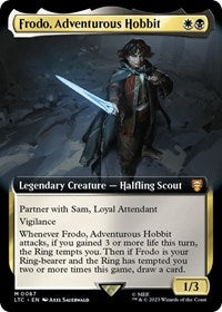Magic: The Gathering Single - Commander: The Lord of the Rings: Tales of Middle-earth - Frodo, Adventurous Hobbit (Extended Art) (Foil) - Mythic/0087 - Lightly Played