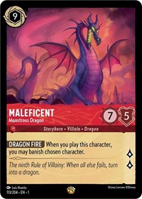 Disney Lorcana Single - First Chapter - Maleficent, Monstrous Dragon - Super Rare/113 Lightly Played