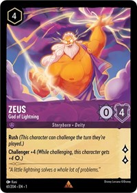 Disney Lorcana Single - First Chapter - Zeus, God of Lightning - Rare/061 Lightly Played