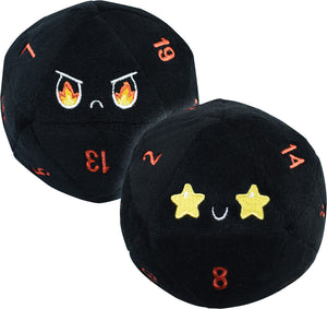 D20 Dice Plushie: Starry Eyes & Fire Eyes - Black