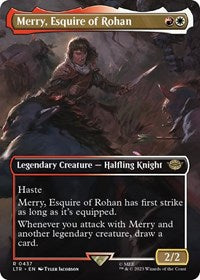 Magic: The Gathering Single - Universes Beyond: The Lord of the Rings: Tales of Middle-earth - Merry, Esquire of Rohan (Borderless) (Foil) - Rare/0437 - Lightly Played