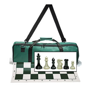 Deluxe Tournament Chess Set in a Green Canvas Bag 4 Inch King – Triple Weighted