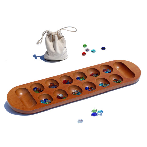 Coffee Table Mancala – African Stone Game – Solid Wood with Walnut Stain
