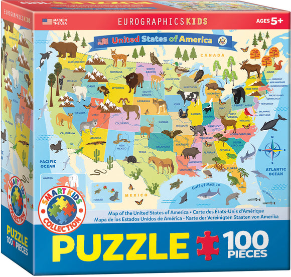EuroGraphics Illustrated Map of the United States of America 100-Piece Puzzle