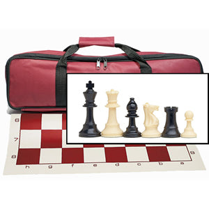 Deluxe Tournament Chess Set in a Burgundy Canvas Bag 4 Inch King – Triple Weighted