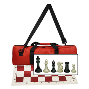 Deluxe Tournament Chess Set in a Red Canvas Bag 4 Inch King – Triple Weighted