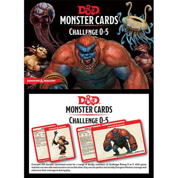 D&D 5th Edition: Monster Cards- Challenge 0-5 Deck (179 cards)