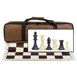 Deluxe Tournament Chess Set in a Brown Canvas Bag 4 Inch King – Triple Weighted
