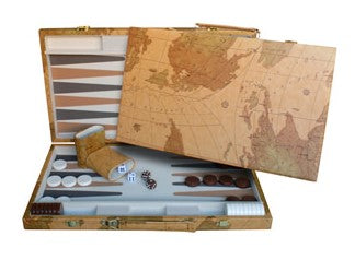Map Design Backgammon Set – 18 Inch with Screen Printed Points