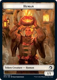 Magic: The Gathering Single - Innistrad: Midnight Hunt - Human//Teferi, Who Slows The Sunset Emblem/Token (Foil) - Token/001 Lightly Played