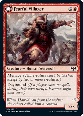 Magic: The Gathering - Innistrad: Crimson Vow - Fearful Villager FOIL Common/157 Lightly Played