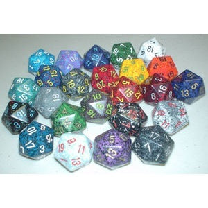 Chessex 34mm 1d20 Opaque/Speckled (Various Colours)