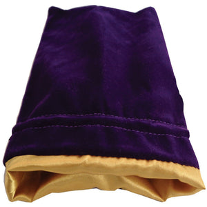 4in x 6in Purple Velvet Dice Bag with Gold Satin Lining