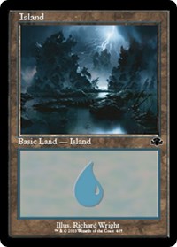 Magic: The Gathering Single - Dominaria Remastered - Island (405) (Retro Frame) (Foil) - Land/405 Lightly Played