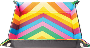 Velvet Folding Dice Tray w/ Leather Backing 10" x 10 " Rainbow