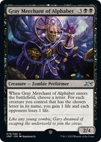 Magic: The Gathering - Unfinity - Gray Merchant of Alphabet (Foil) - Uncommon/075 Lightly Played