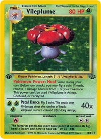 Pokemon Singles - Jungle - Vileplume FOIL Holo Rare/15 Lightly Played