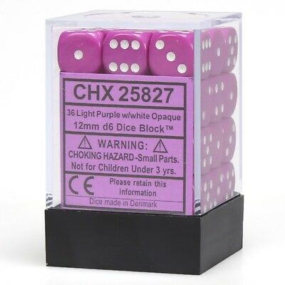 Opaque: 12mm D6 Light Purple/White 25827