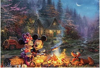 Thomas Kinkade The Disney Collection Mickey and Minnie Sweetheart Campfire Jigsaw Puzzle, 750 Pieces