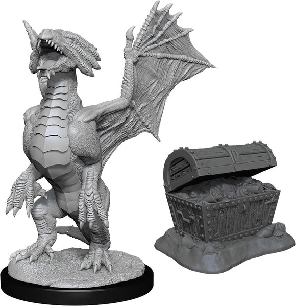 Dungeons & Dragons Nolzur`s Marvelous Unpainted Miniatures: W13 Bronze Dragon Wyrmling & Pile of Sea found Treasure