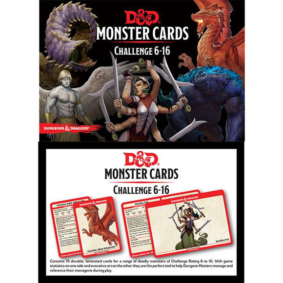 D&D 5th Edition: Monster Cards- Challenge 6-16 Deck (74 cards)