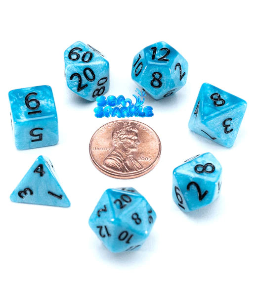 Mighty Tiny Dice: Sea Sparkle (7 Polyhedral Dice Set)