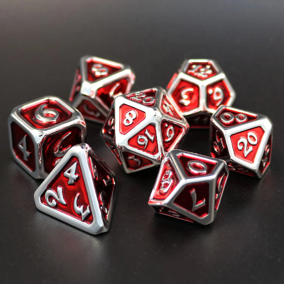 7 Piece RPG Set - Polychrome Diaglyph Argent Ruby